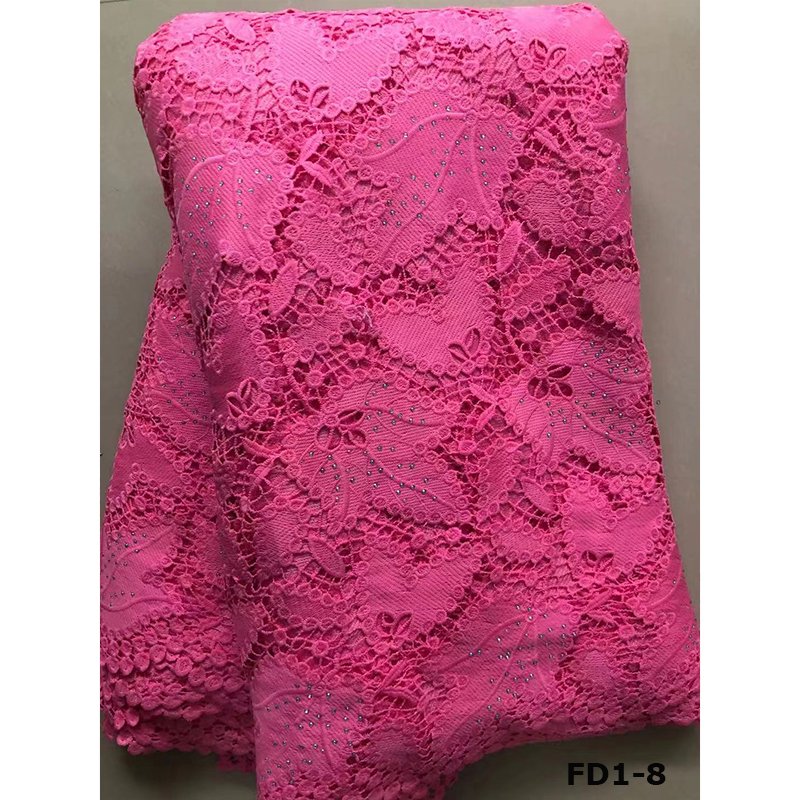 Promotion price and high quality embroidery stones guipure lace fabric garment accessories cotton cupion cord lace white