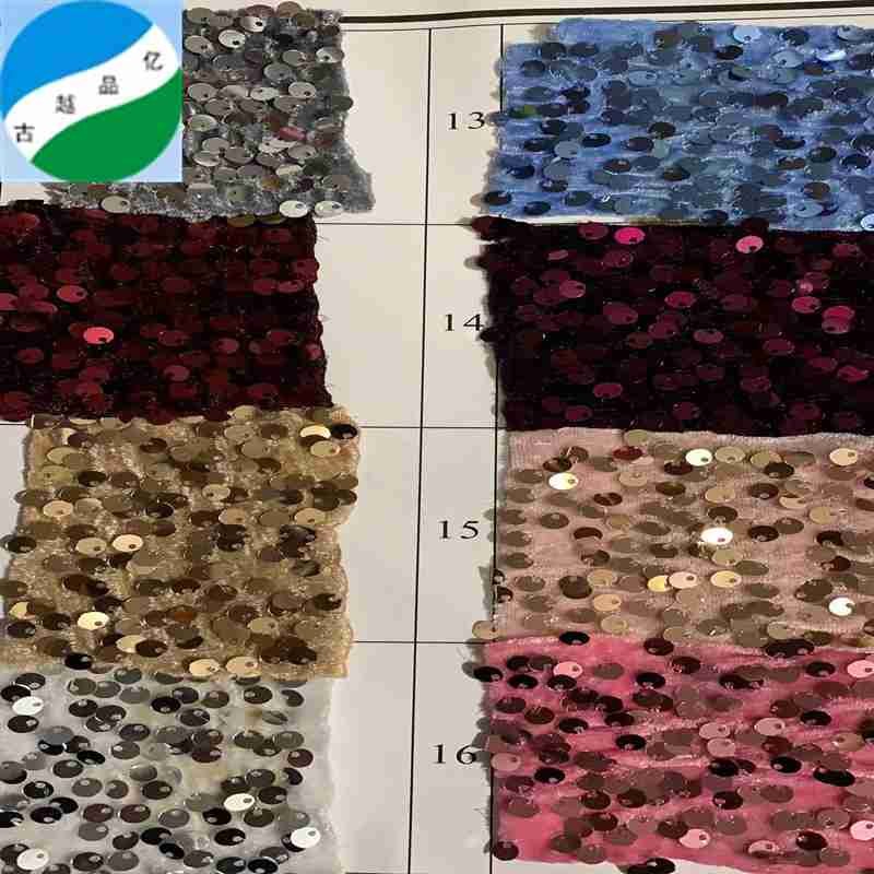 Hot selling colorful shiny full sequin embroidery polyester velvet material stock lot fabric for women's dresses