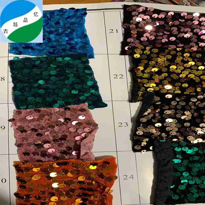 Hot selling colorful shiny full sequin embroidery polyester velvet material stock lot fabric for women's dresses