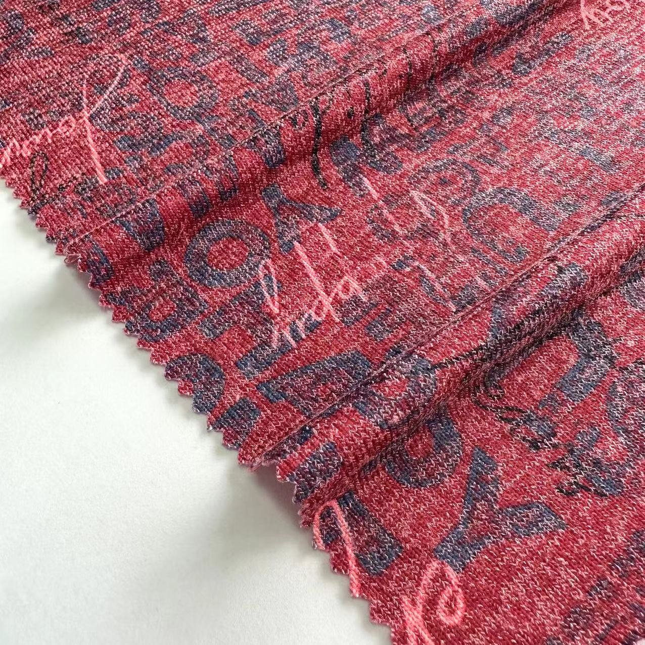 Hot Style 250gsm Polyester rayon spandex Stretch Hacci knit jersey fabric letter Print hacci rib Fabric for dress