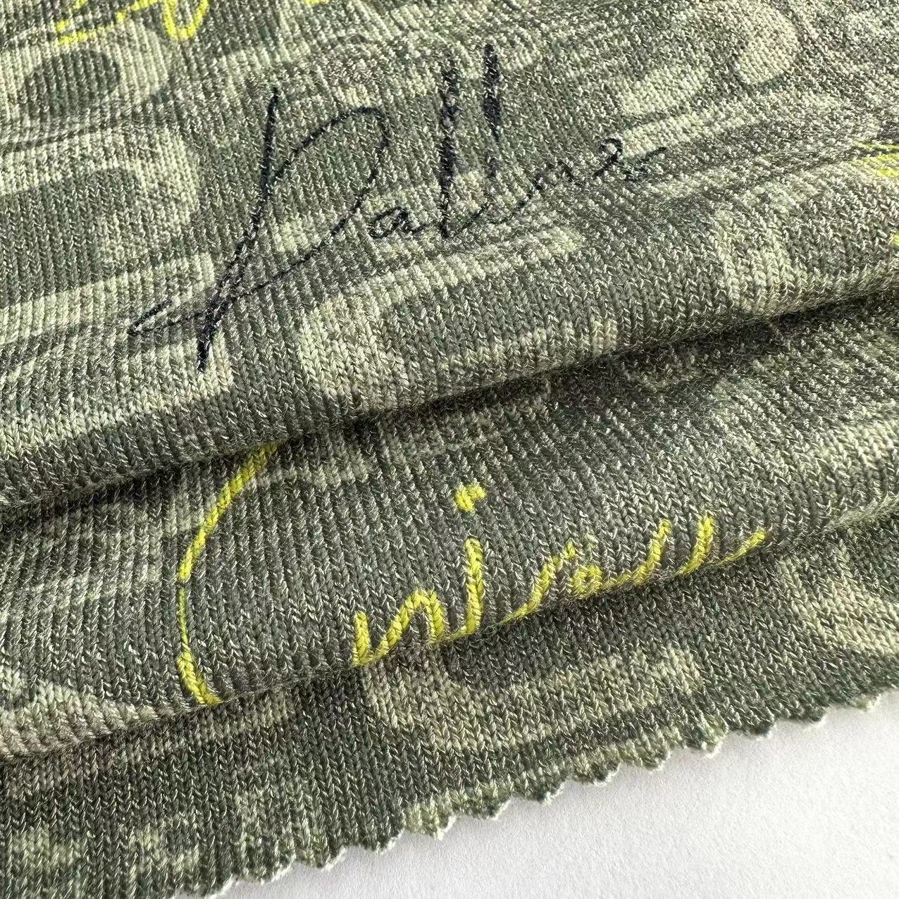 Hot Style 250gsm Polyester rayon spandex Stretch Hacci knit jersey fabric letter Print hacci rib Fabric for dress