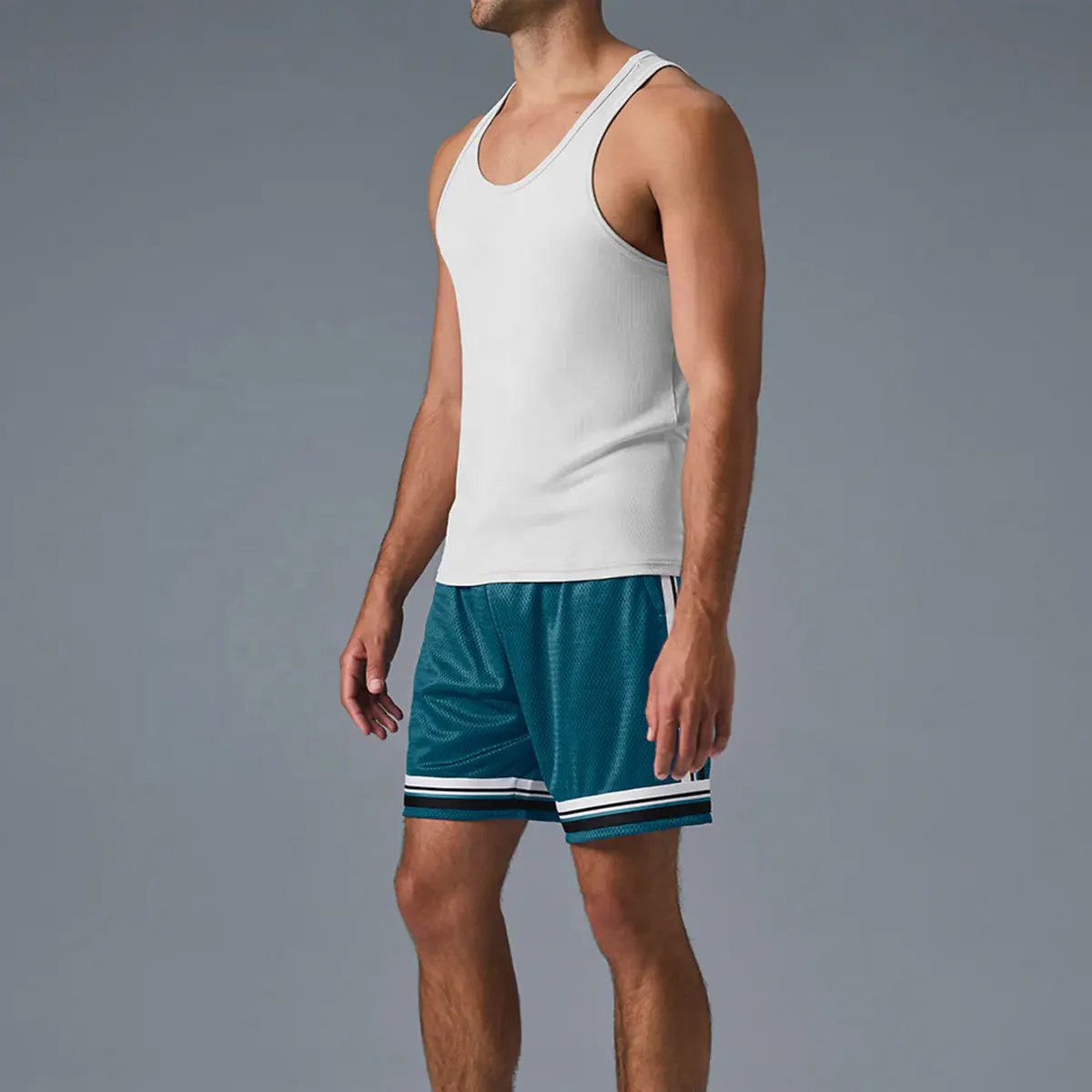 Clothing Manufacturer White ribbed vest Men's Running Slim fit gym running vest Sportswear Men's cut vest