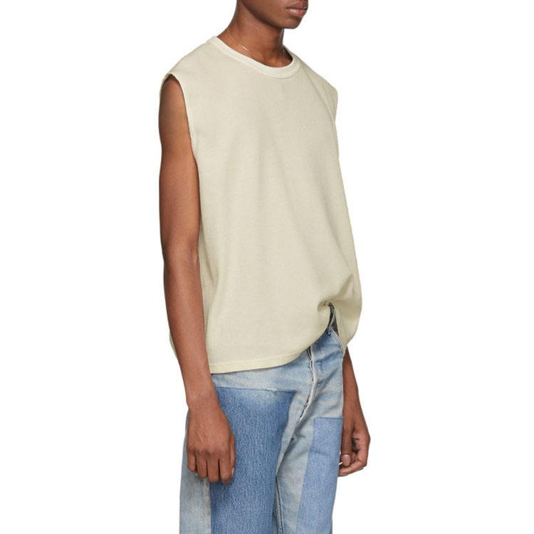 Clothing Manufacturer Rib Knit Crewneck Collar Sleeveless 100% Cotton Oversized Mens T-shirt Custom Cotton Shirt