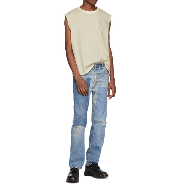Clothing Manufacturer Rib Knit Crewneck Collar Sleeveless 100% Cotton Oversized Mens T-shirt Custom Cotton Shirt