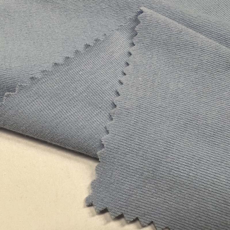 Eco Friendly Recycled Polyester Fabric 58%Cotton 37%Poly 5%Span CVC 1*1 Rib Fabric for Activewear