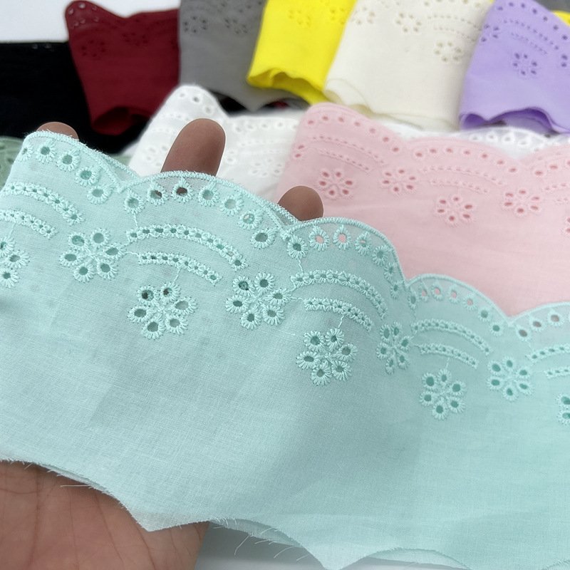 Hot Sale Custom Hollowing Out Embroidery Lace Cotton Material 10cm Wide Black Embroidery Ribbon Lace For Garment