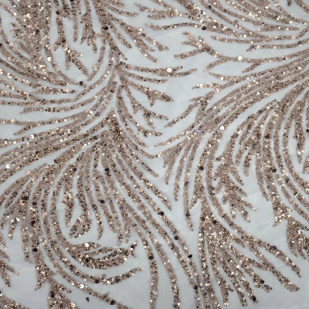 HY1727 New turkish lace super shiny beaded crystal sequins elegant wedding dress lace fabric rose gold fabric factory price