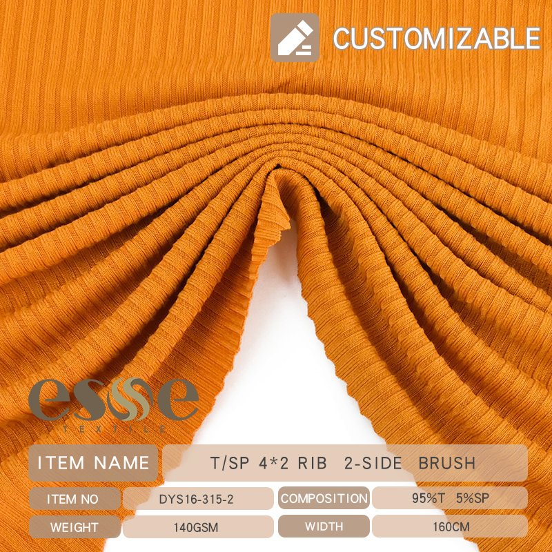 CHEAP DTY 4X2 RIB 2-SIDE BRUSH TELAS SOLID PLAIN DYED FABRIC FOR SWEATER TELA ELASTANE SPANDEX