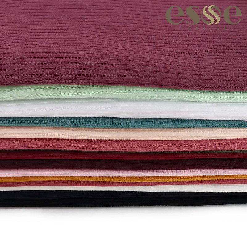 CHEAP DTY 4X2 RIB 2-SIDE BRUSH TELAS SOLID PLAIN DYED FABRIC FOR SWEATER TELA ELASTANE SPANDEX