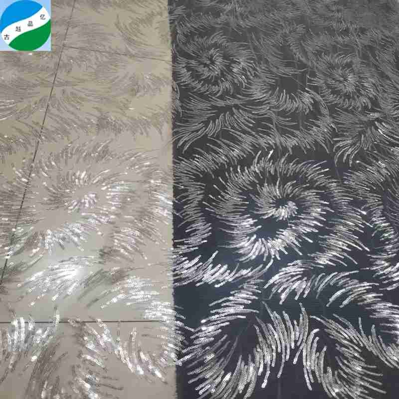 Good quality wholesale sequin mesh embroidery stock fabric bridal crystal sequins heavy weight fabric for dresses