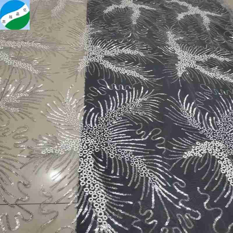 Good quality wholesale sequin mesh embroidery stock fabric bridal crystal sequins heavy weight fabric for dresses