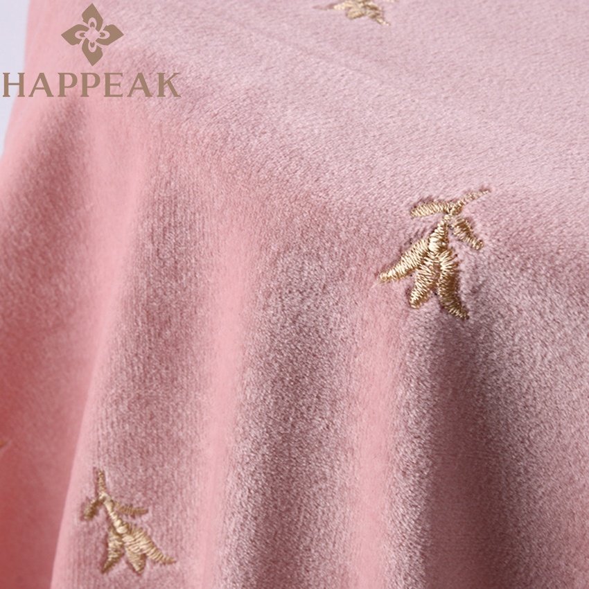 HAPPEAK New Design Soft Black Velvet Embroidery Fabric Stretchy Flower Embossed Velvet Fabric For Women Dress