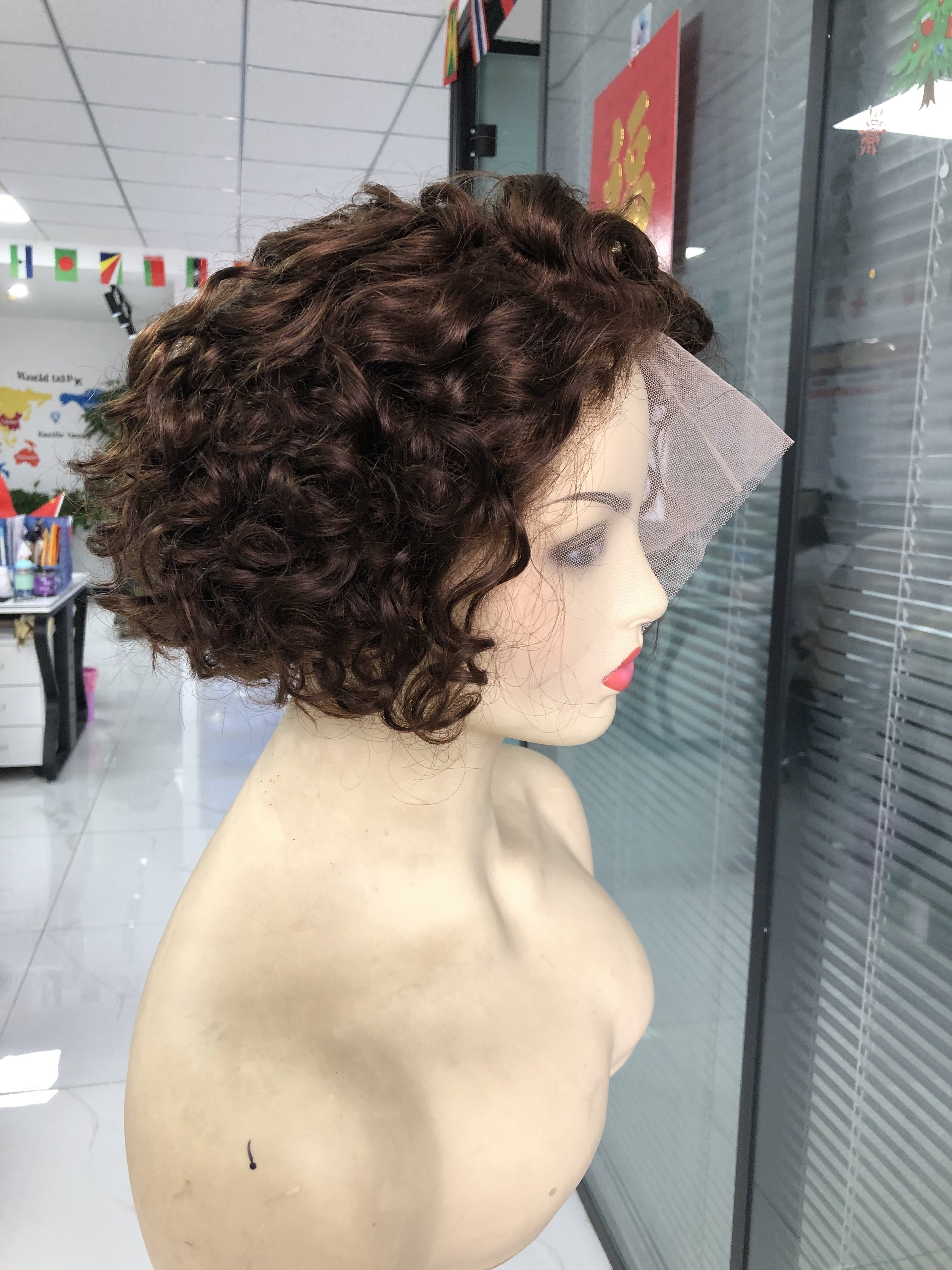Full Lace Wig Pixie Bob Wigs Short Brazilian Hair Swiss Lace Wigs Cuticle Aligned Virgin Human Hair Transparent Grey Short Piece