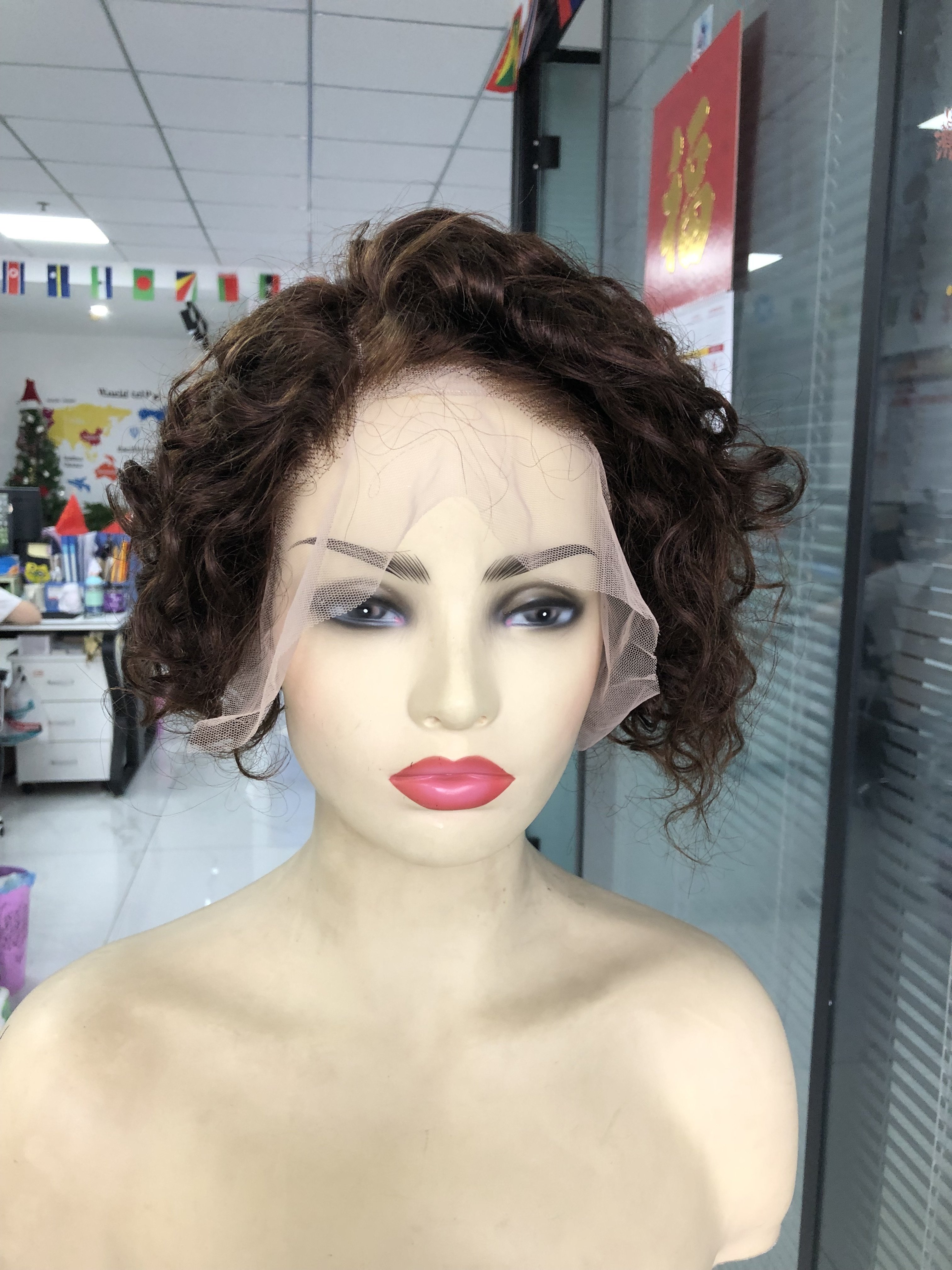 Full Lace Wig Pixie Bob Wigs Short Brazilian Hair Swiss Lace Wigs Cuticle Aligned Virgin Human Hair Transparent Grey Short Piece