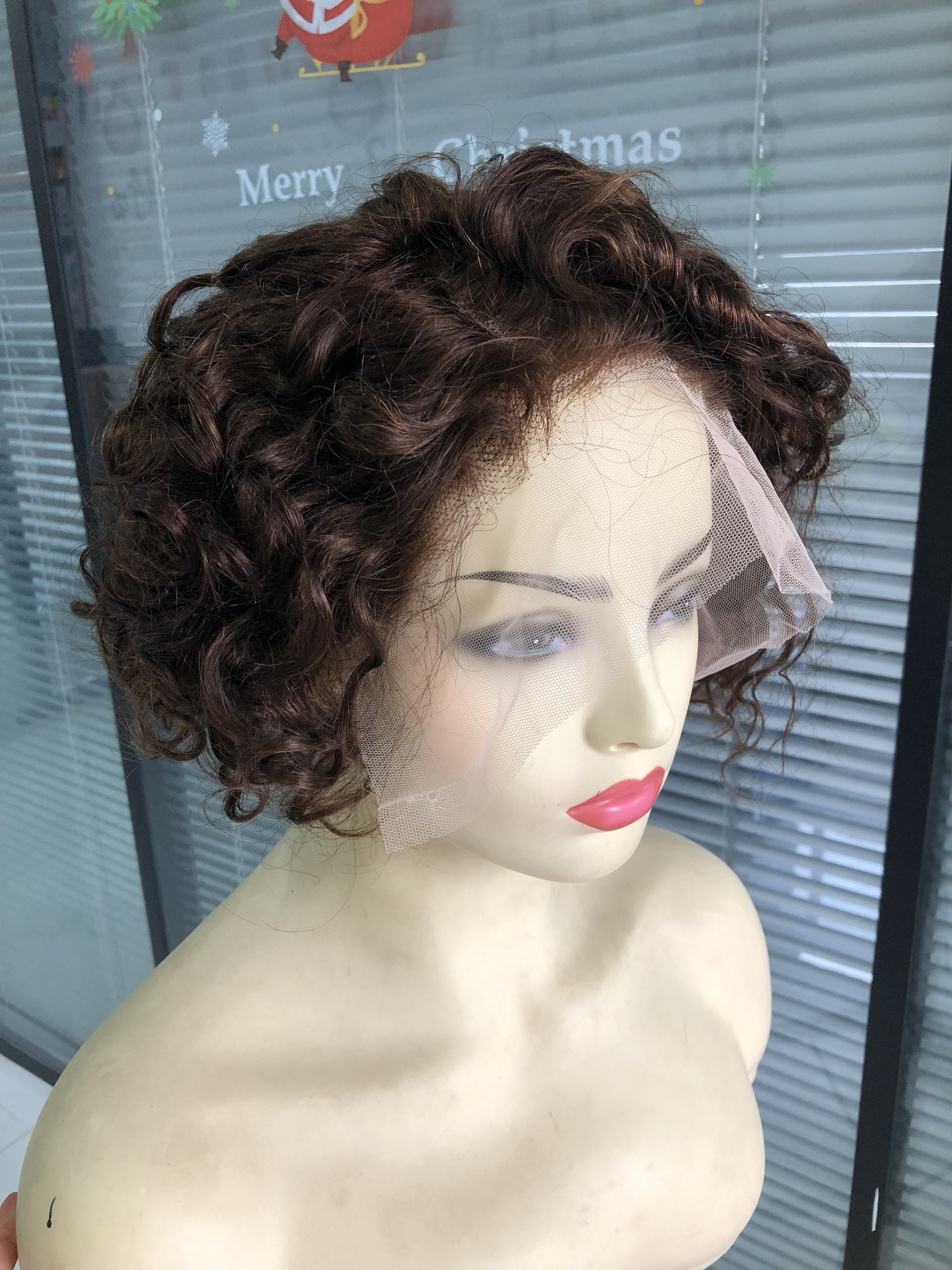 Full Lace Wig Pixie Bob Wigs Short Brazilian Hair Swiss Lace Wigs Cuticle Aligned Virgin Human Hair Transparent Grey Short Piece
