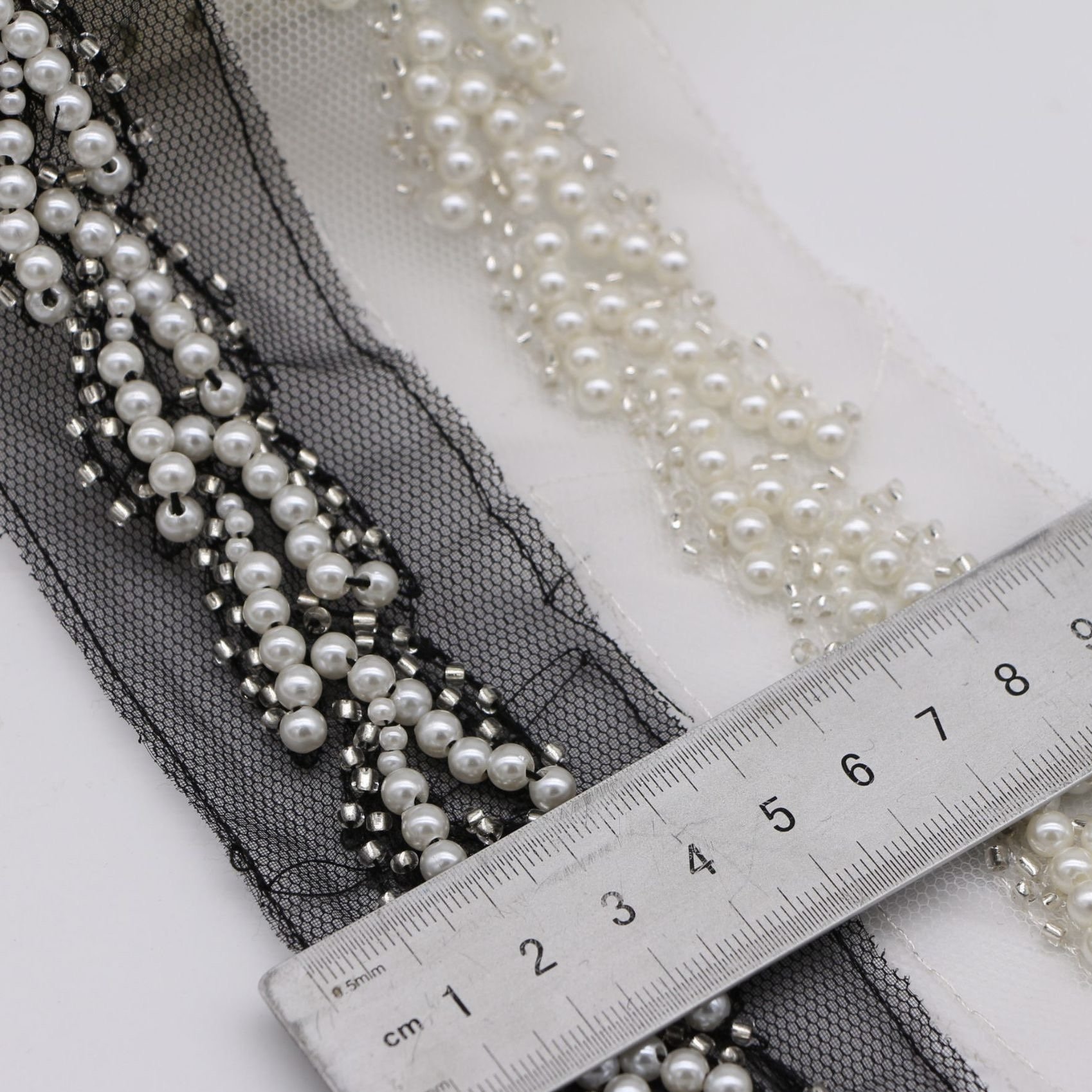 white black Handmade bead lace trims pearl lace hat Decoration DIY beaded decorative trims webbing accessories
