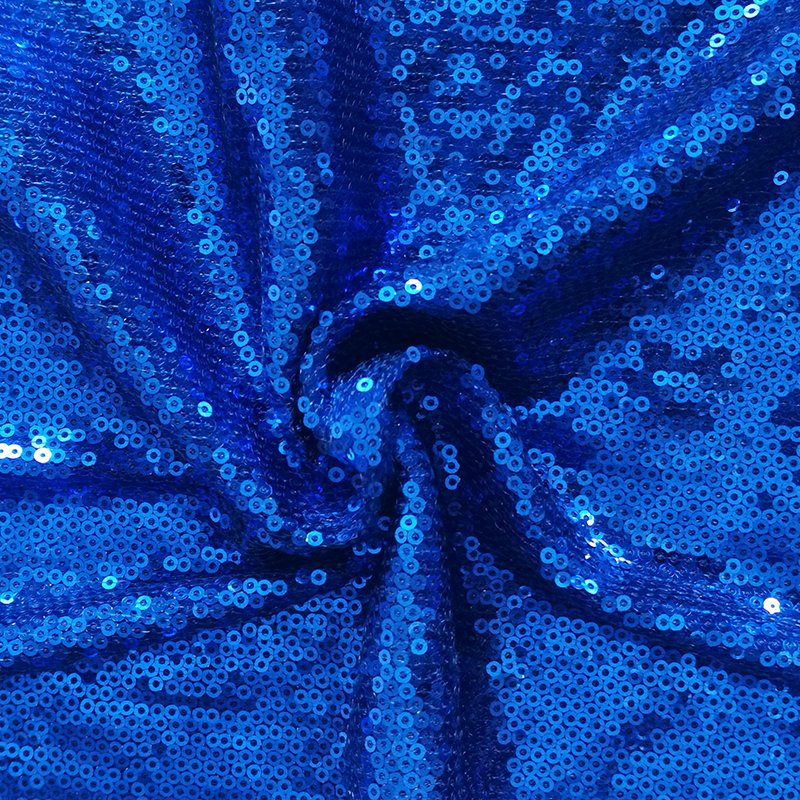 2021 High Quality 3d Fancy Eco-friendly Custom Glitter Tiled Embroidery Royal Blue Tulle Lace Fabric Sequin Clothing Fabric
