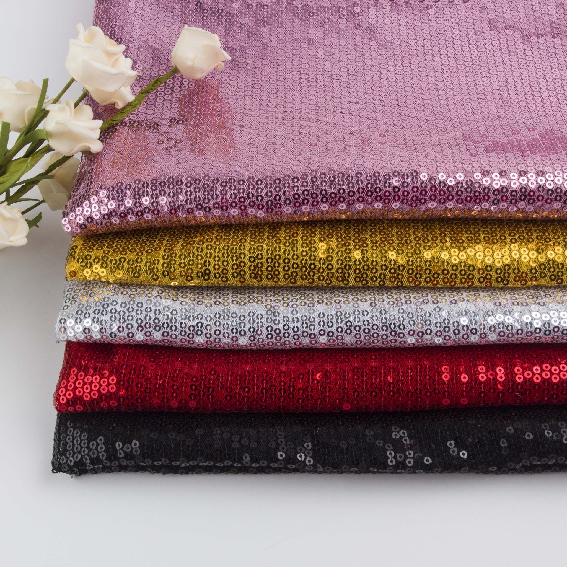 2021 High Quality 3d Fancy Eco-friendly Custom Glitter Tiled Embroidery Royal Blue Tulle Lace Fabric Sequin Clothing Fabric