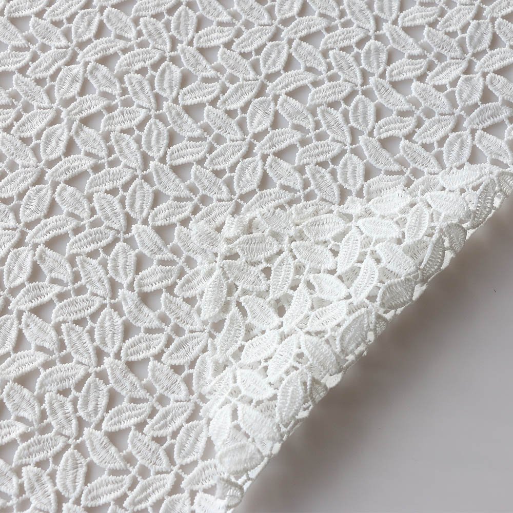 Elegant Design Soluble Embroidery Fabric Woven Foliage Patterns Embroidered For Fashionable Clothes