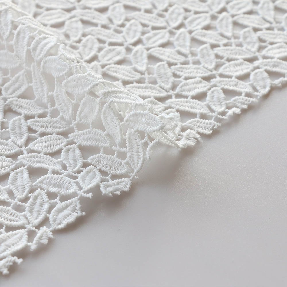 Elegant Design Soluble Embroidery Fabric Woven Foliage Patterns Embroidered For Fashionable Clothes