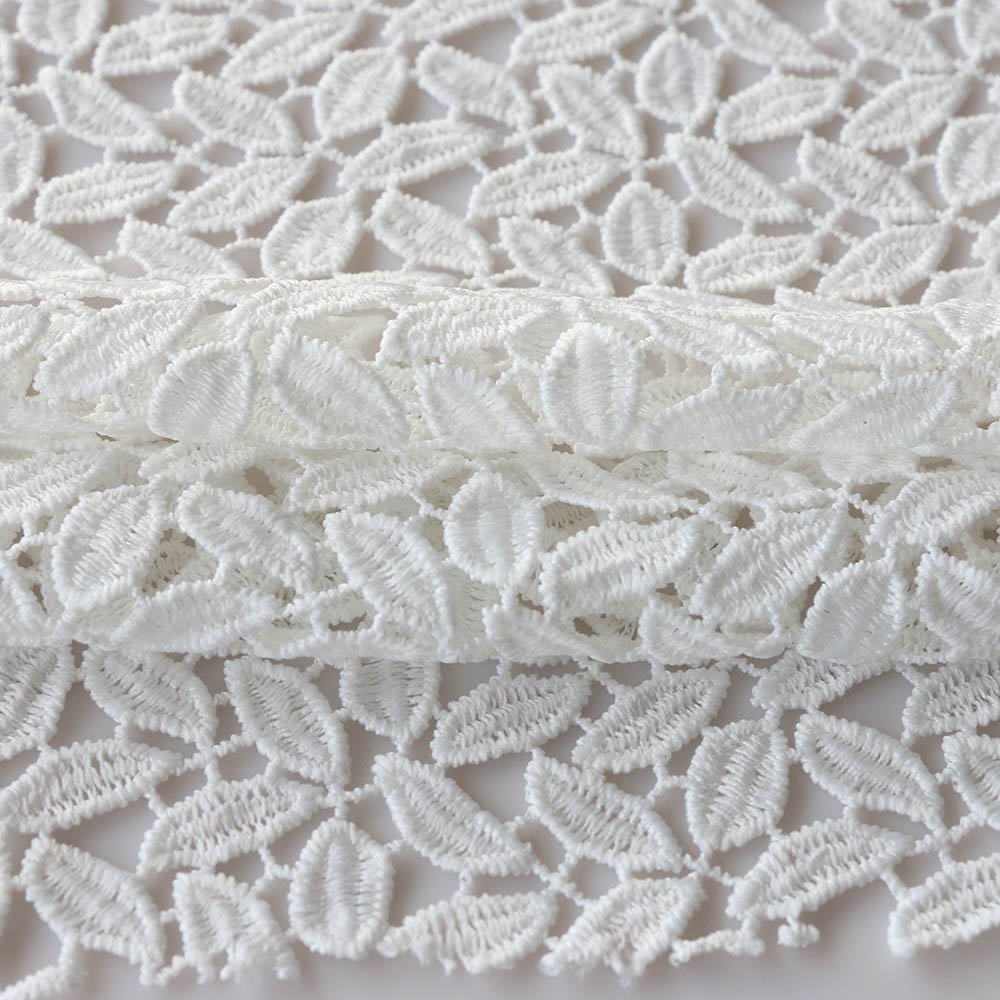 Elegant Design Soluble Embroidery Fabric Woven Foliage Patterns Embroidered For Fashionable Clothes