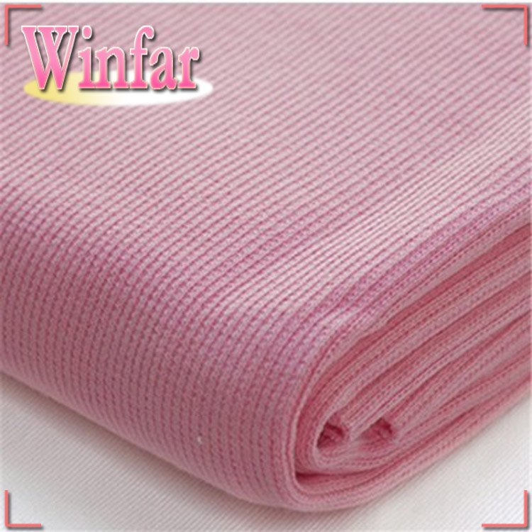 Winfar polyester rayon T/R spandex 2x2 rib knit fabric for cuff and garment