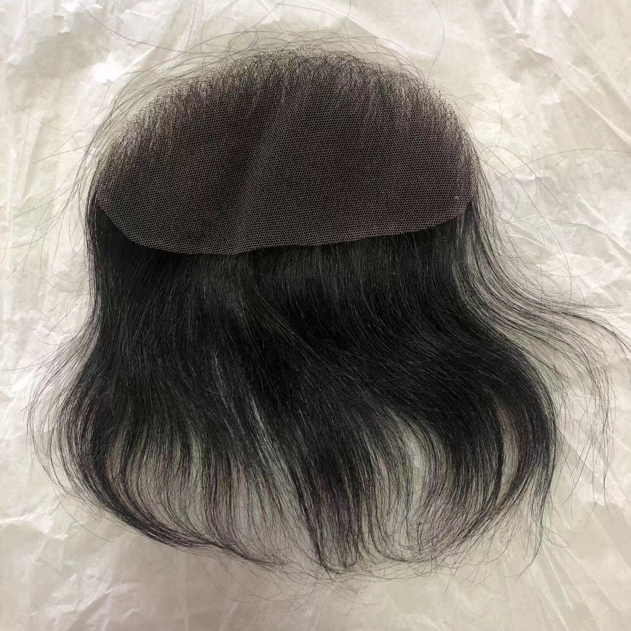 Black Hair Lace Base Frontal Hairline Topper 100% Human Hair Wigs Men lace Toupee