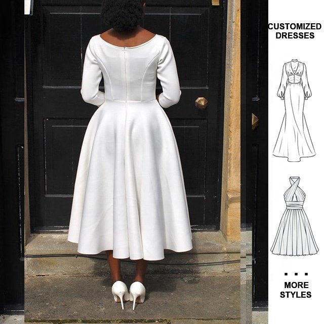 Custom Summer Lady Elegant Dress Long Plus Size Maxi Elegant Casual 4/3 Sleeve Church Dresses For Black Women