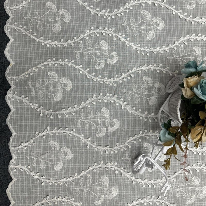 Ready to Ship 3D Drip-Drop Chiffon Fabric Polyester Embroidery Fabric Flower Voile Laces for Casual Dress Lace