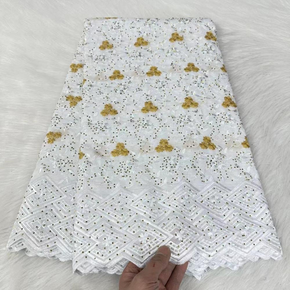 HFX African Swiss Voile Lace Fabric 2024 Latest Lafaya Nigerian Lace Embroidery 100%Cotton Dubai Style For Party Cloth Material