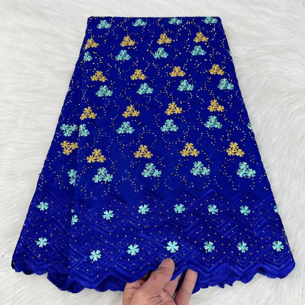 HFX African Swiss Voile Lace Fabric 2024 Latest Lafaya Nigerian Lace Embroidery 100%Cotton Dubai Style For Party Cloth Material