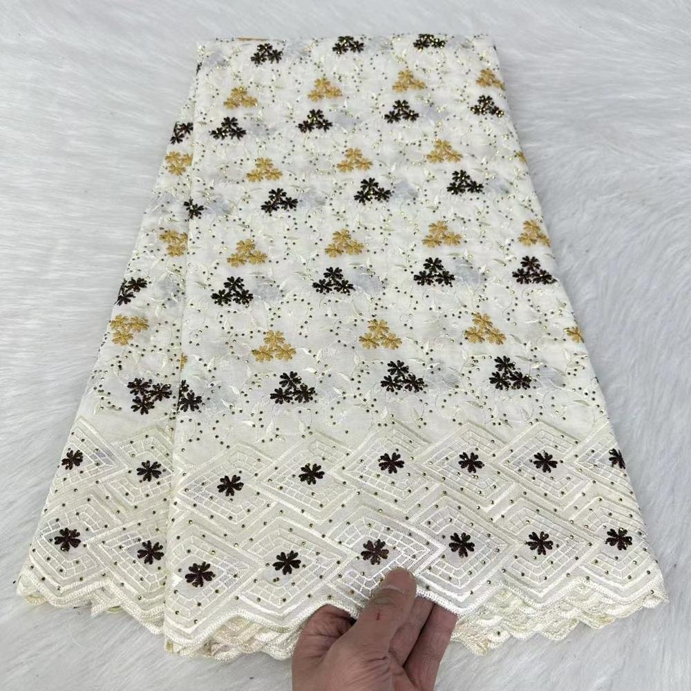 HFX African Swiss Voile Lace Fabric 2024 Latest Lafaya Nigerian Lace Embroidery 100%Cotton Dubai Style For Party Cloth Material
