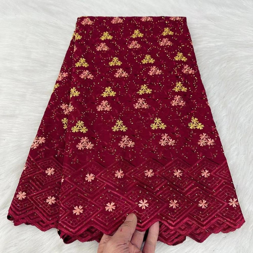 HFX African Swiss Voile Lace Fabric 2024 Latest Lafaya Nigerian Lace Embroidery 100%Cotton Dubai Style For Party Cloth Material