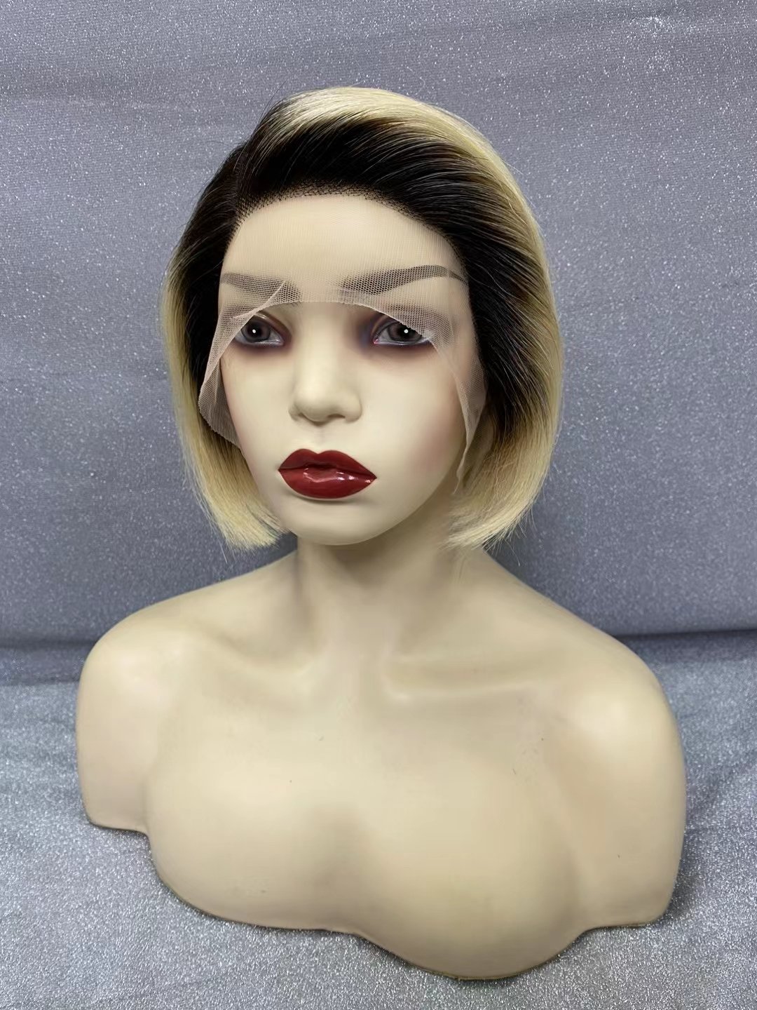 Wholesale 13x4 T Part Brazilian Hair Wig 1B/27 Pre-pluck Lace Vendors Transparent Pixie Cut Virgin Cambodian Short Curly 8inch