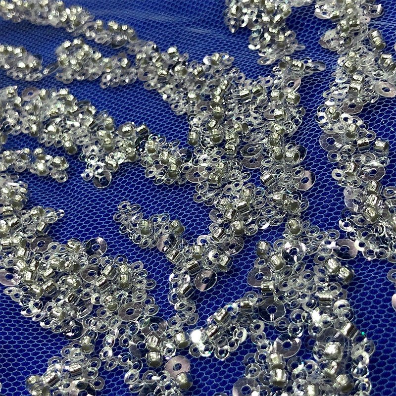 White Beaded Bridal Gown Bead Wholesale Sequin Tulle Wedding Dress Lace Fabric