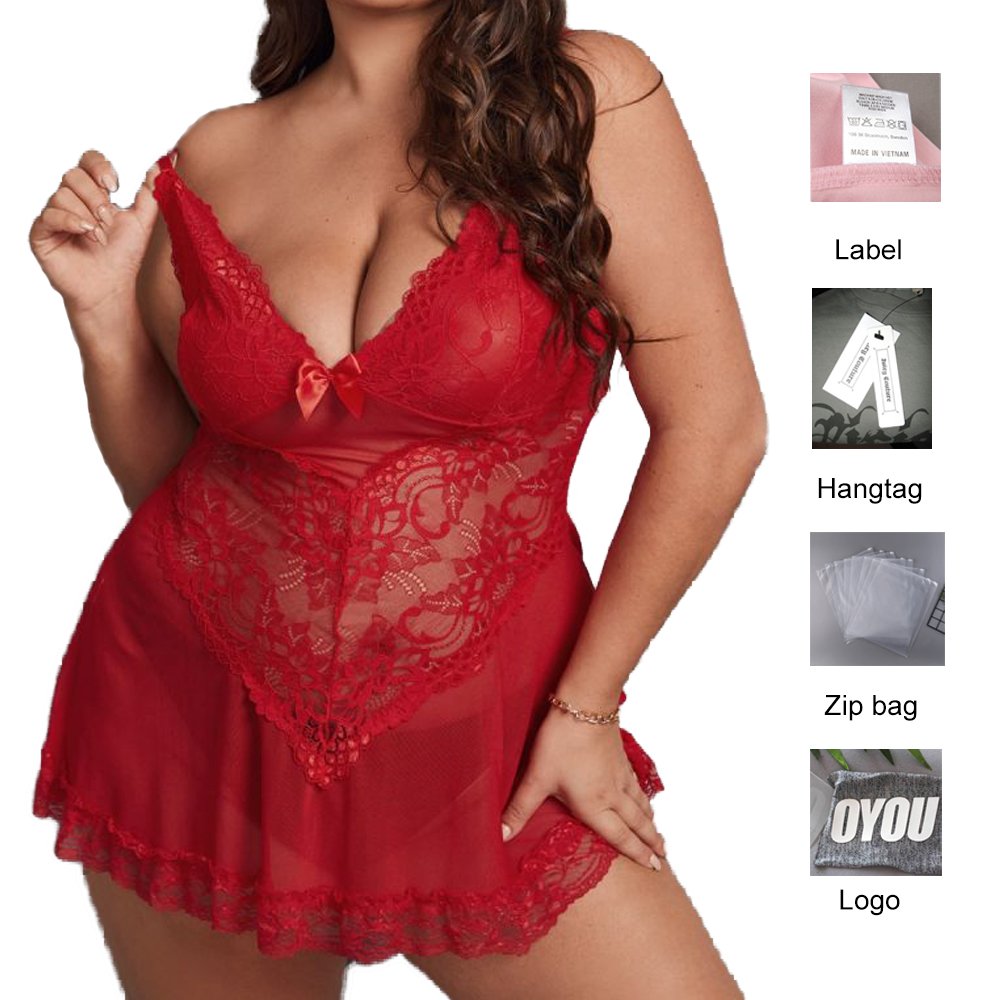 ODM OEM Private Label Luxury 4XL Sexy Lace Nuisette Baby Doll Femme En Gros Plus Size Lingerie For Fat Women