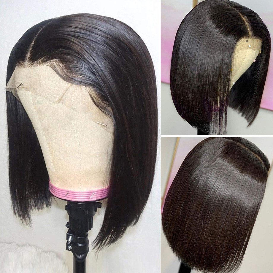 Wholesale 150% 180% Hd Lace Frontal Human Hair Bob Wigs, Virgin Hair kinky Curly Bob Pre-plucked Lace Front Wigs For Black Women