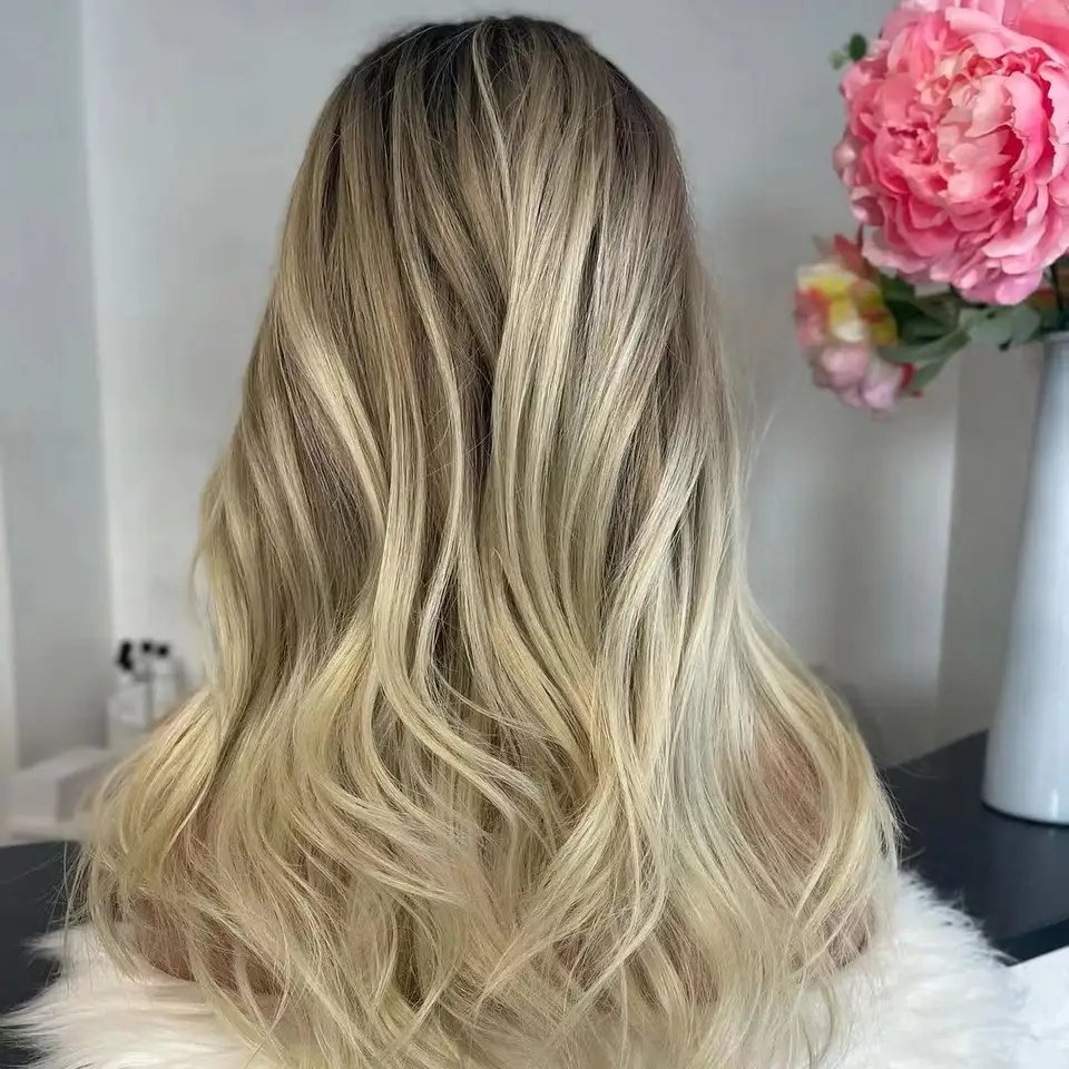 High Quality Blonde Ombre Color Cuticle Aligned Human Hair Body Wave Lace Front Wig With Natural Hairline