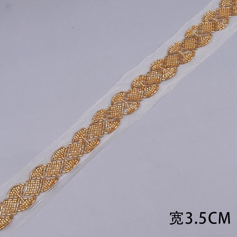 2023 Hot pearl bead tube embroidery bar code lace mesh yarn sewn bead hand nailed bead collar jewelry lace Trims