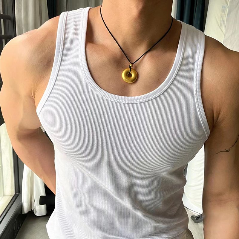 Custom Logo Cotton Mens Workout Summer Breathable Print Tank Tops Fitness Stringer Mens Ribbed Tank Top Singlets