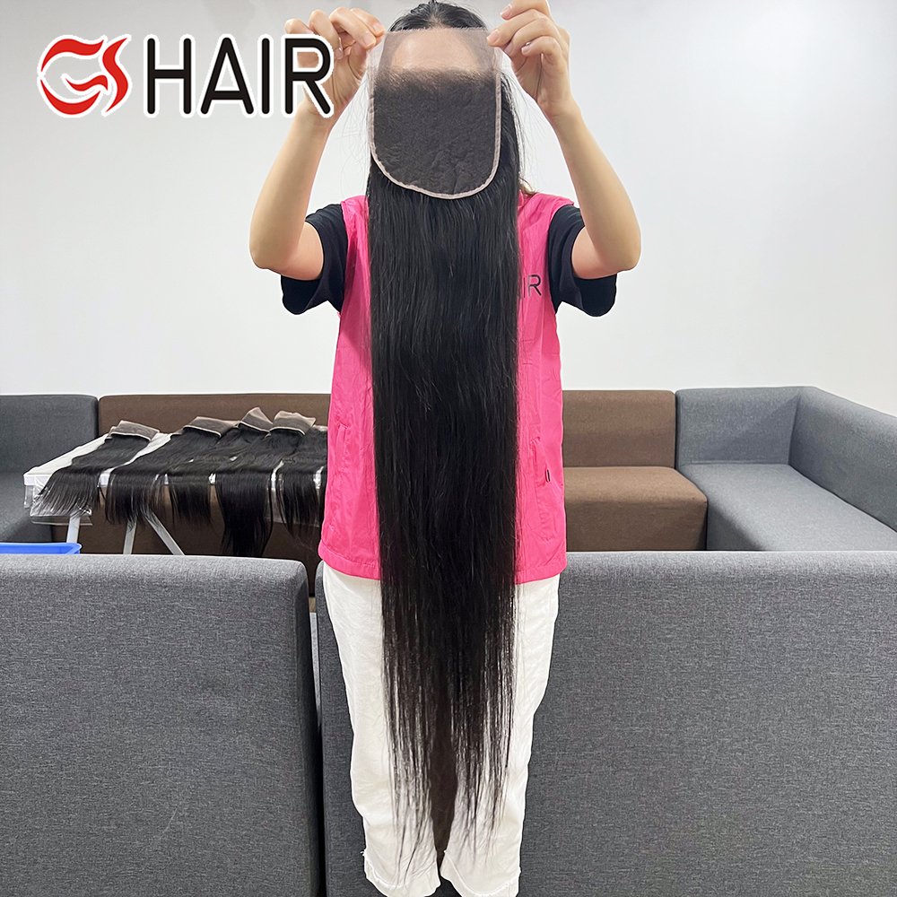 GS Brazilian Human Hair Extensions Straight 5x5 6x6 2x6 4x4 7x7 Closure Pre Plucked Short Long Natural Remy HD Lace Frontal