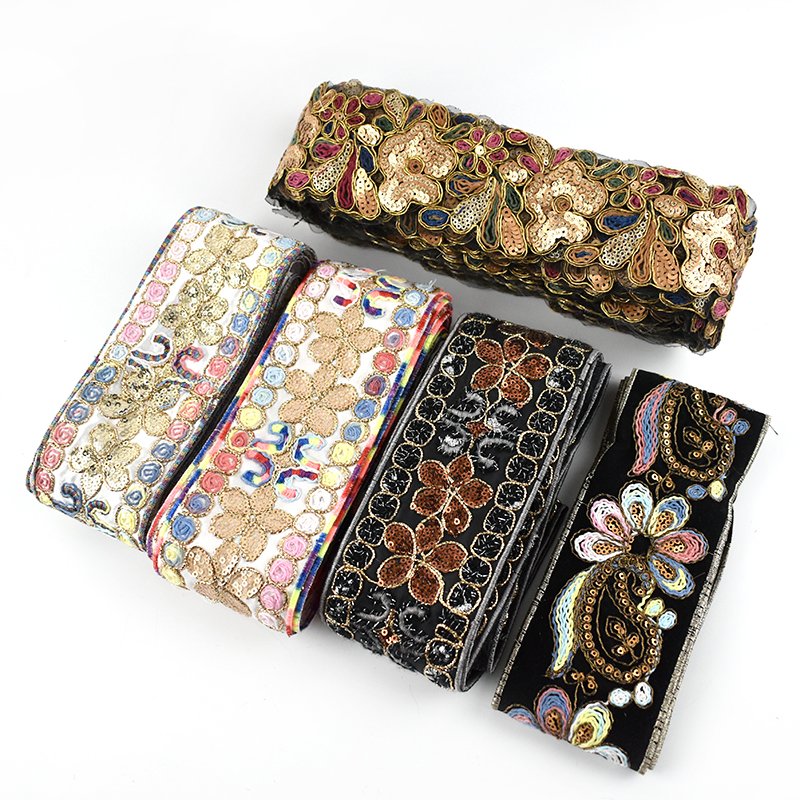 Deepeel RD136 RC157 7cm Sewing Accessories Cheongsam Costume Decorative Sequins Ribbons Thread Embroidered Lace Fabric