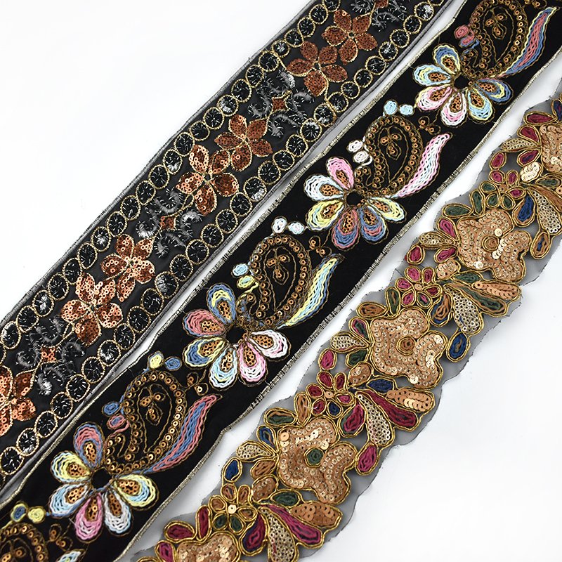 Deepeel RD136 RC157 7cm Sewing Accessories Cheongsam Costume Decorative Sequins Ribbons Thread Embroidered Lace Fabric