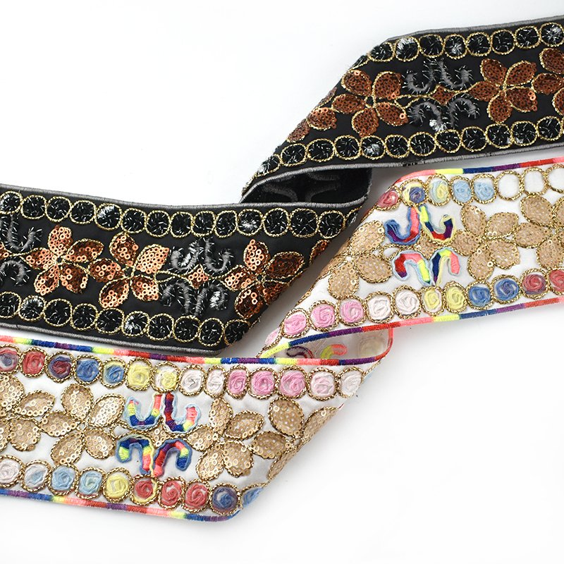 Deepeel RD136 RC157 7cm Sewing Accessories Cheongsam Costume Decorative Sequins Ribbons Thread Embroidered Lace Fabric