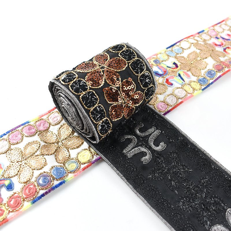 Deepeel RD136 RC157 7cm Sewing Accessories Cheongsam Costume Decorative Sequins Ribbons Thread Embroidered Lace Fabric