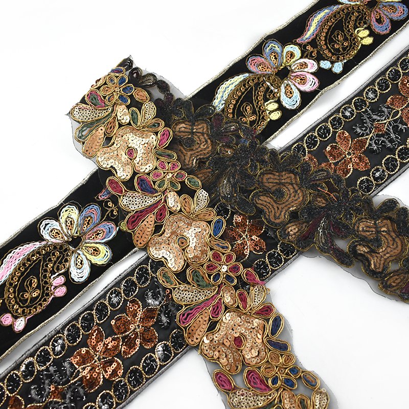 Deepeel RD136 RC157 7cm Sewing Accessories Cheongsam Costume Decorative Sequins Ribbons Thread Embroidered Lace Fabric