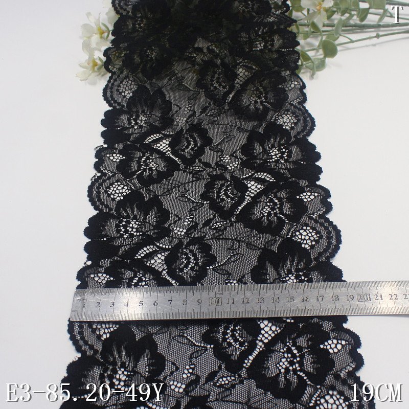 New White Big Flower Stretch Lace Trim 19cm multi color Nylon Spandex Elastic Lace for Underwear Lingerie