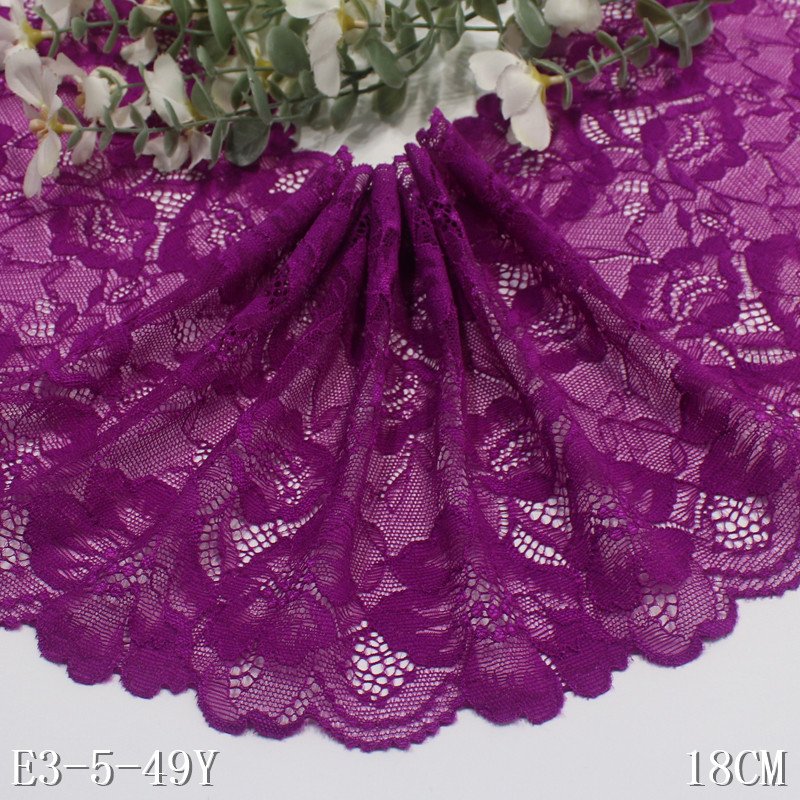 New White Big Flower Stretch Lace Trim 19cm multi color Nylon Spandex Elastic Lace for Underwear Lingerie