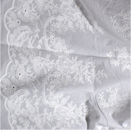 Lace fabric all cotton hollow embroidery fabric cotton thread double-sided three-dimensional for dresses