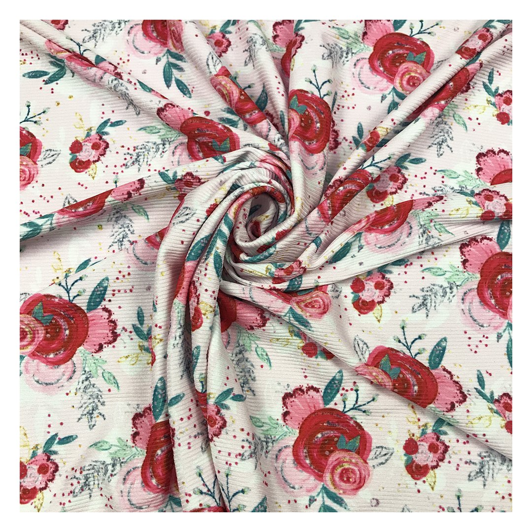 The factory outlet digital printed custom vibrant color design 2x2 rib knit fabric wholesale for garment